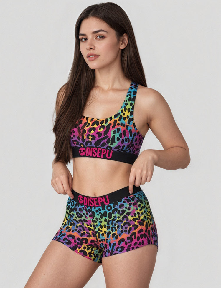 Leopard-print Sports Bra And Shorts